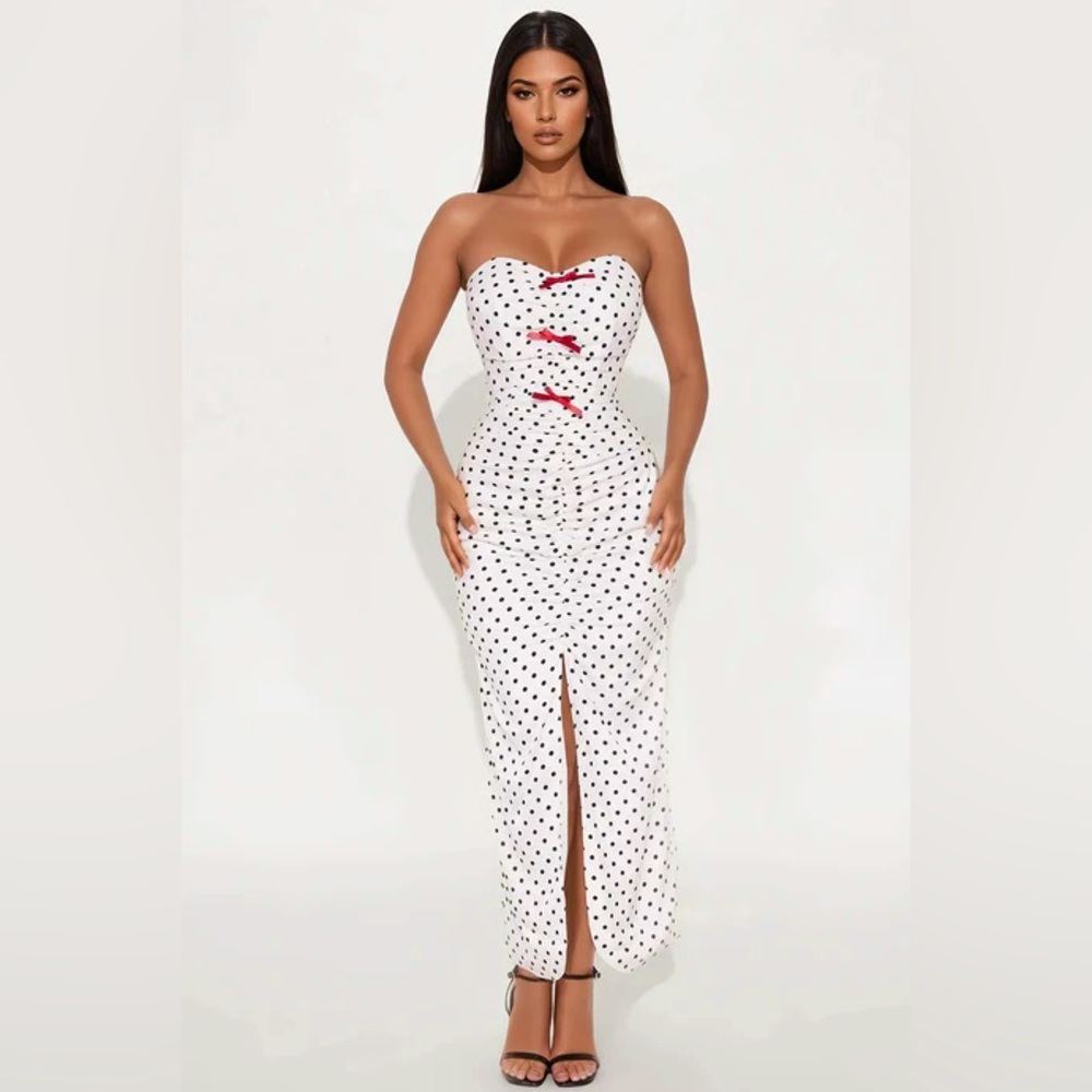 Fashion Nova Pinup Polkadot Strapless Maxi Dress
